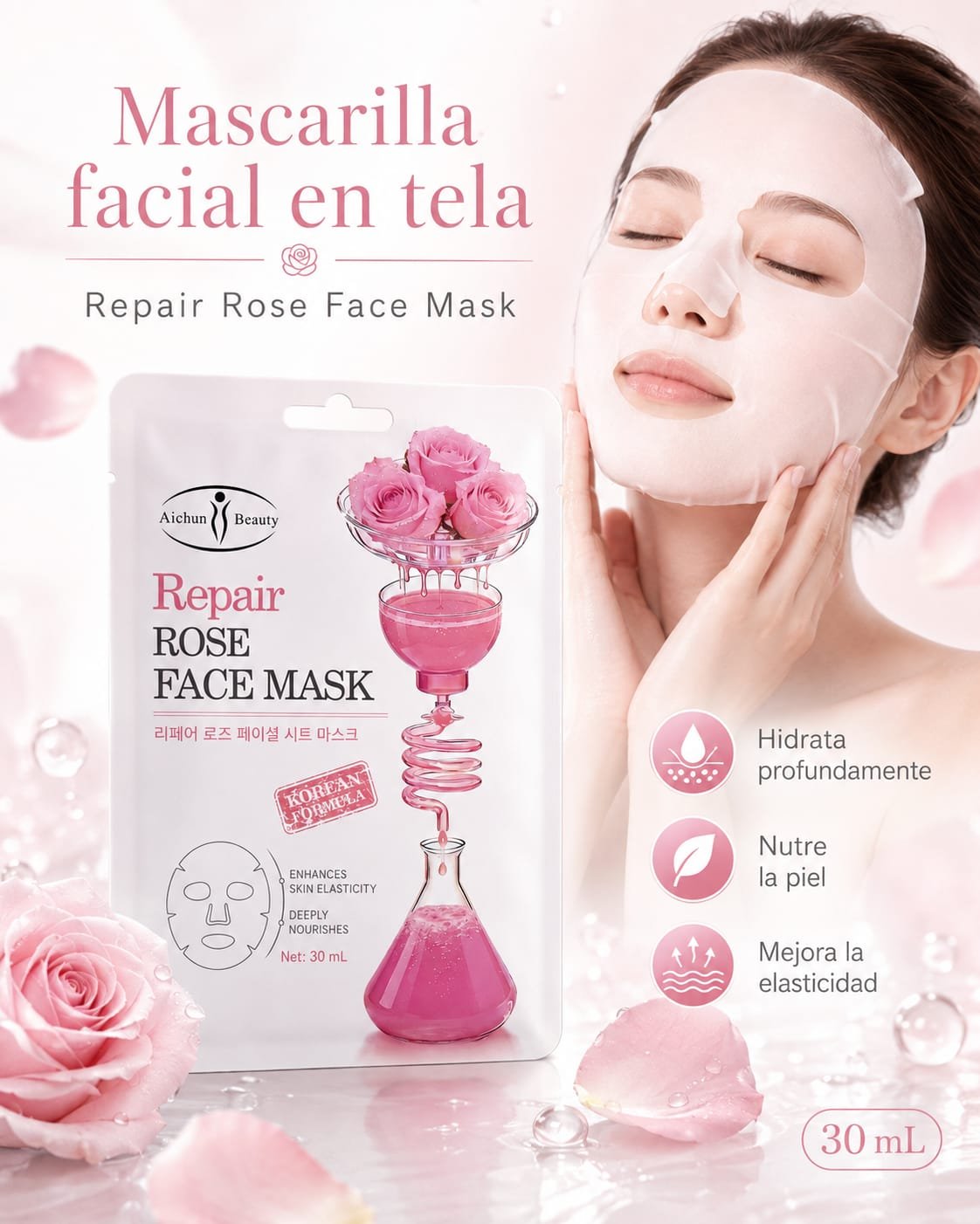 MASCARILLA EN TELA DE ROSAS