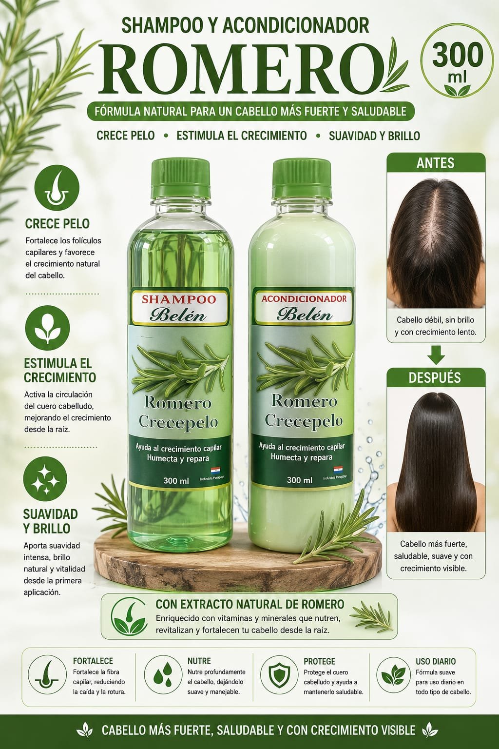 COMBO DE SHAMPOO Y ACONDICIONADOR BELÉN POR 300ML