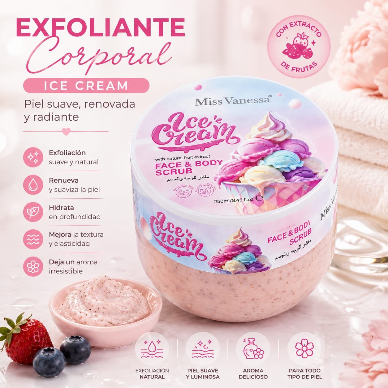 CREMA EXFOLIANTE CON EXTRACTO DE FRUTAS