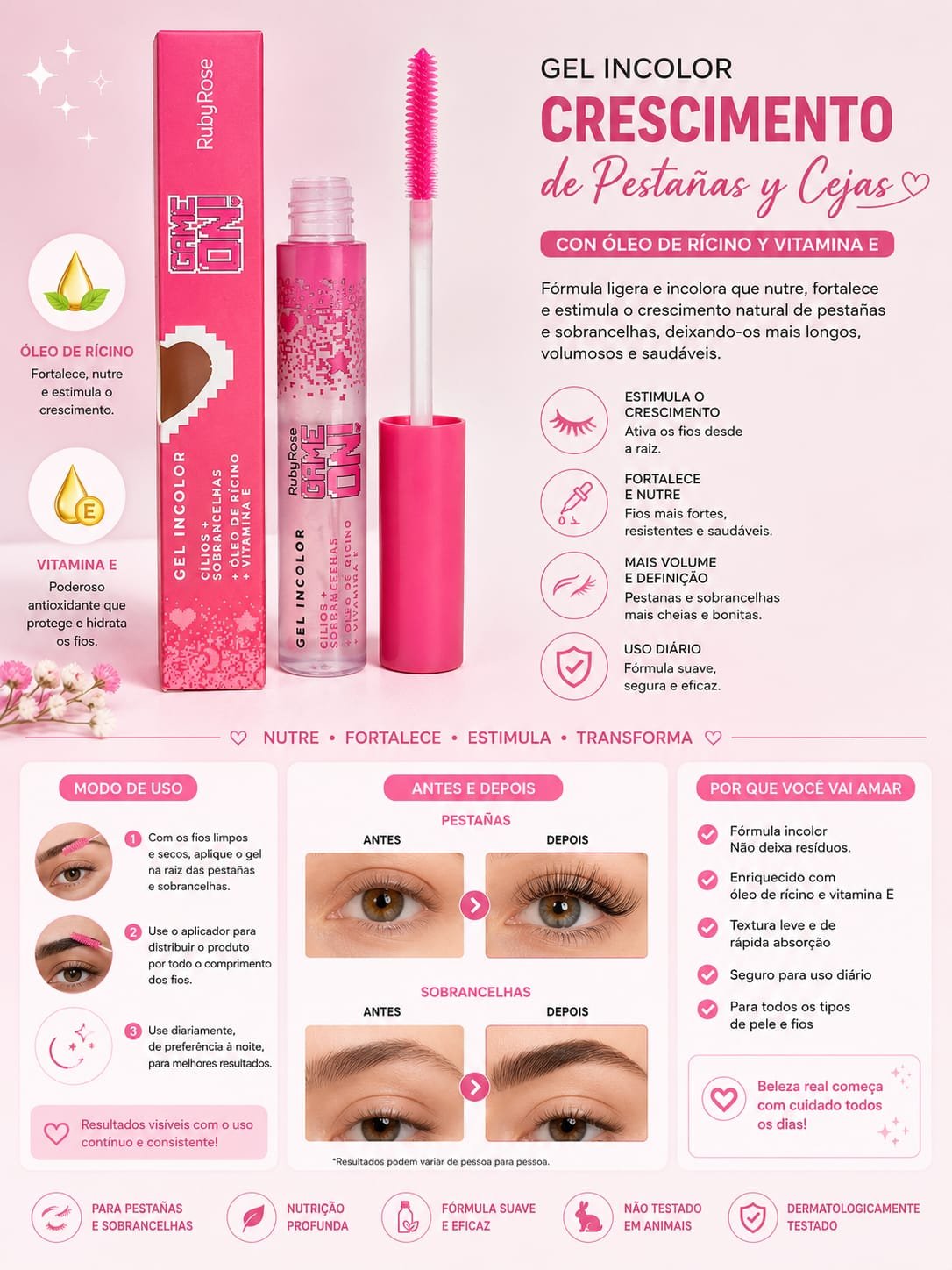 GEL INCOLORO PARA EL CRECIMIENTO DE PESTAÑAS Y CEJAS