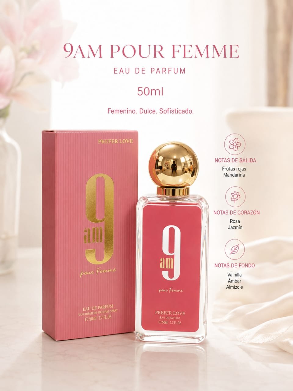 PERFUME 9AM FEMENINO POR 50ML.