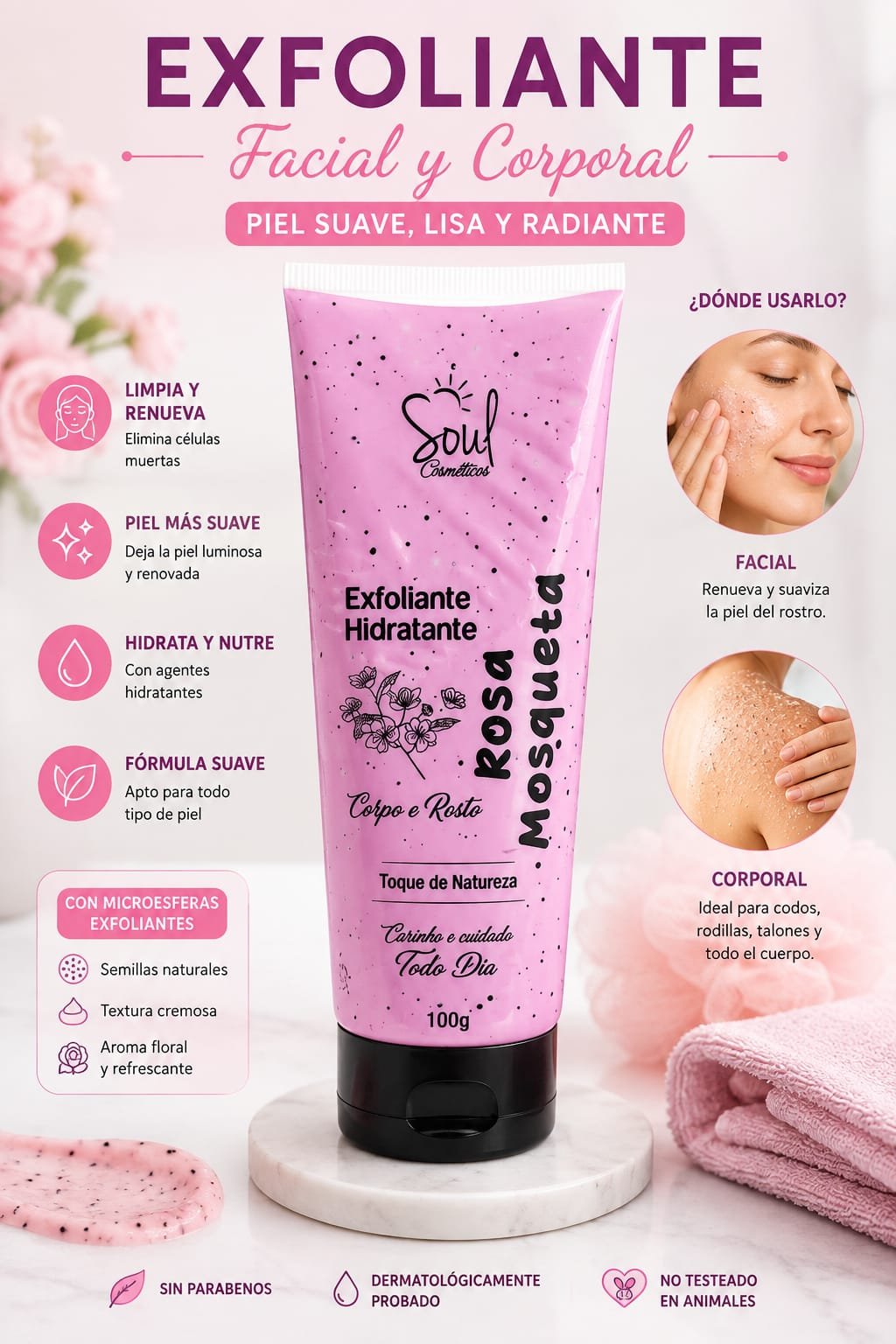 EXFOLIANTE FACIAL Y CORPORAL DE ROSA MOSQUETA