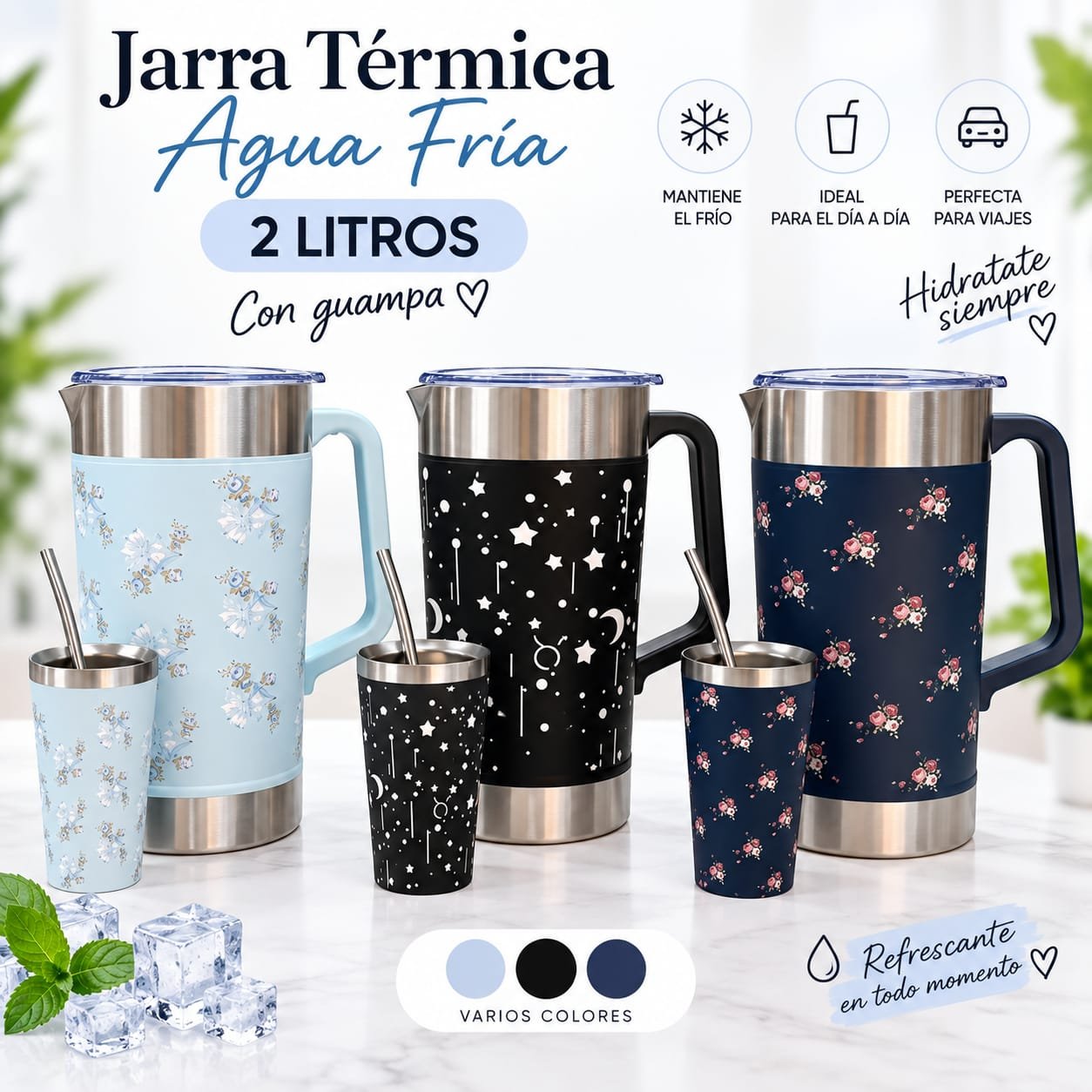 JARRA TERMICA DE AGUA FRIA POR 2LTS.