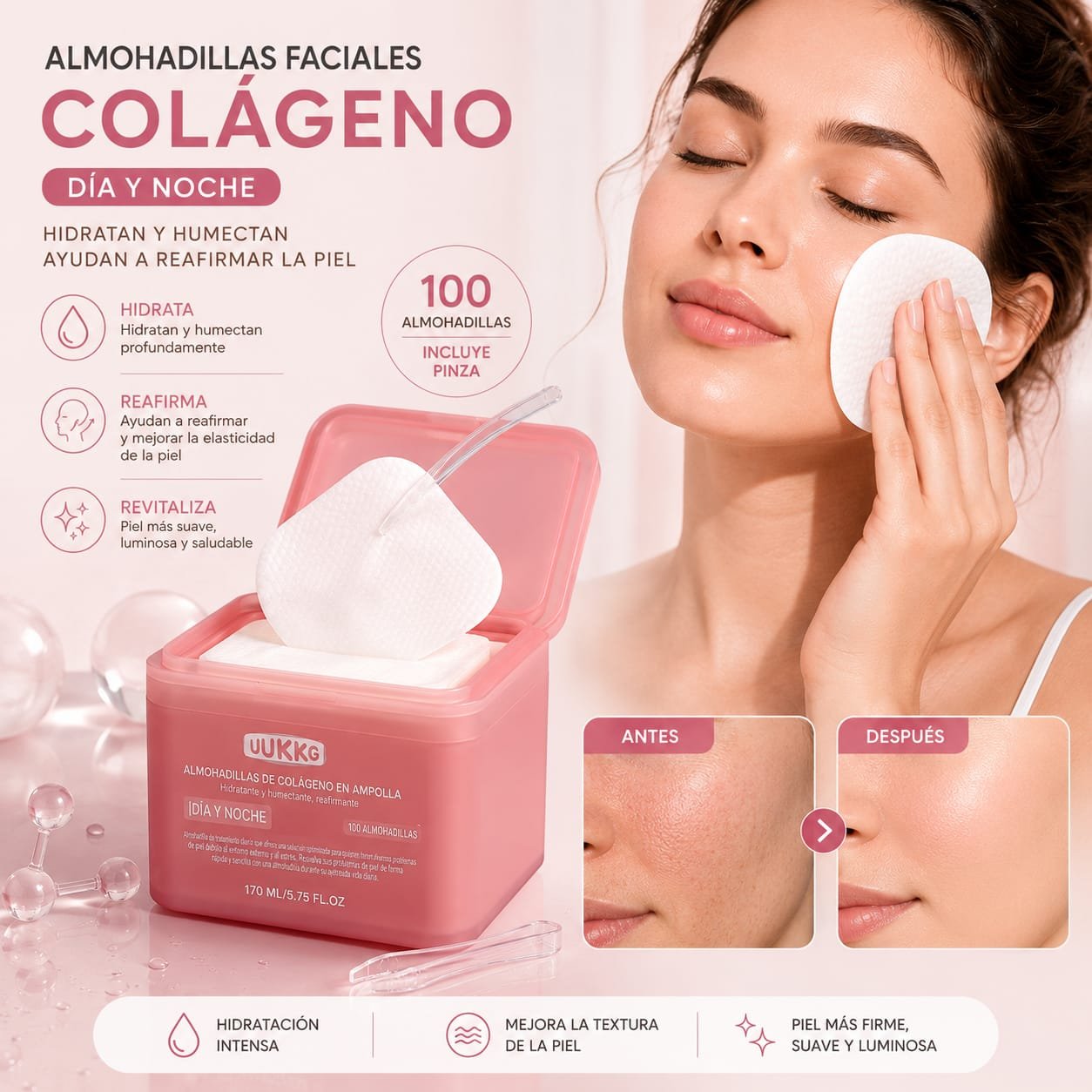 ALMOHADILLAS FACIALES CON COLAGENO