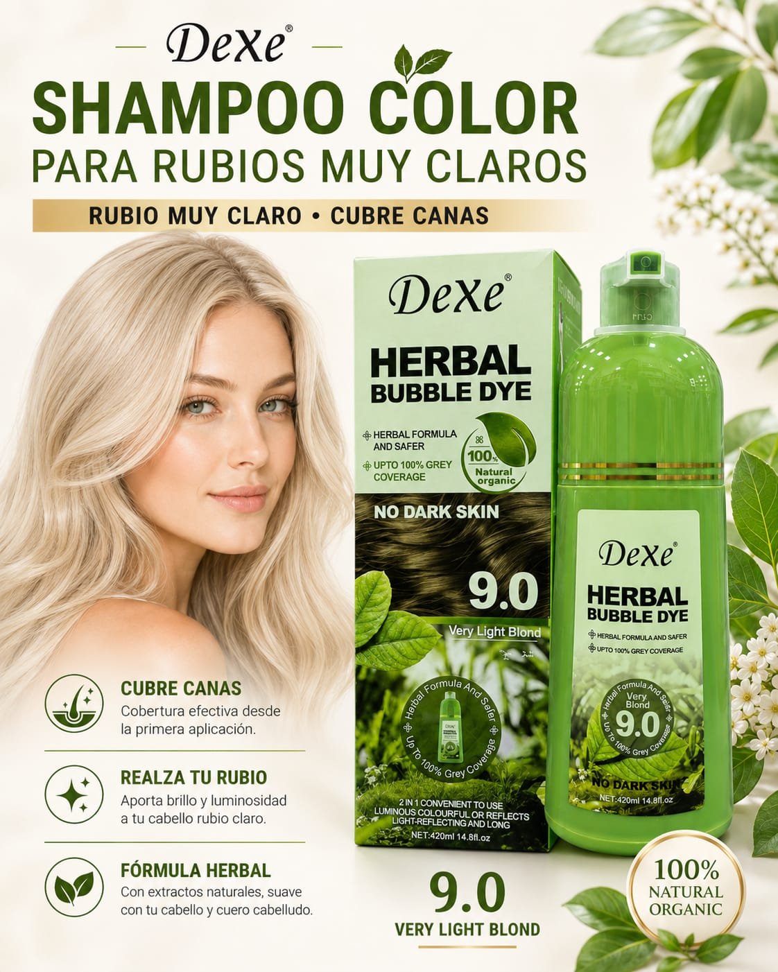 SHAMPOO COLOR PARA RUBIOS MUY CLAROS 9.0