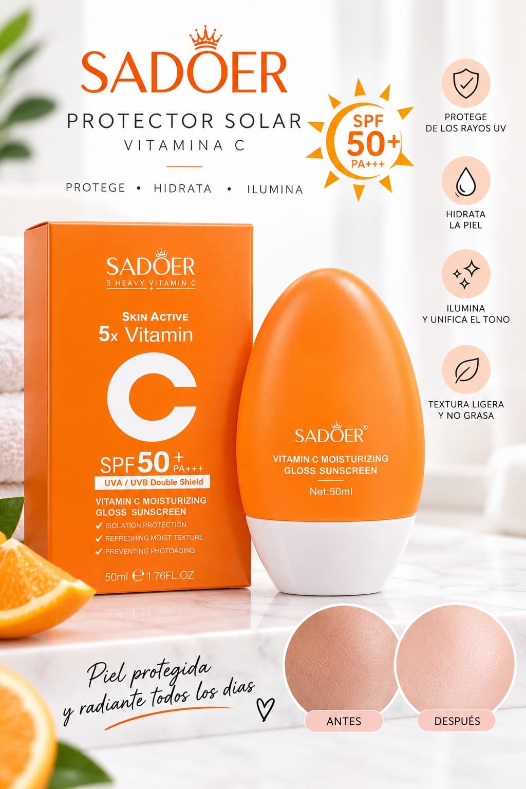 SADOER PROTECTOR SOLAR CON VITAMINA C