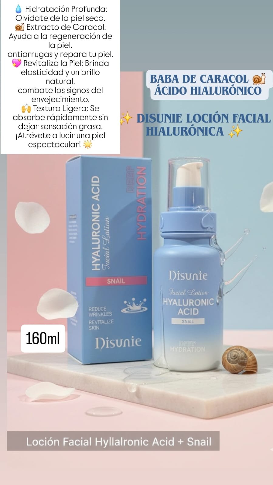 LOCIÓN FACIAL CON ÁCIDO HIALURÓNICO+BABA DE CARACOL
