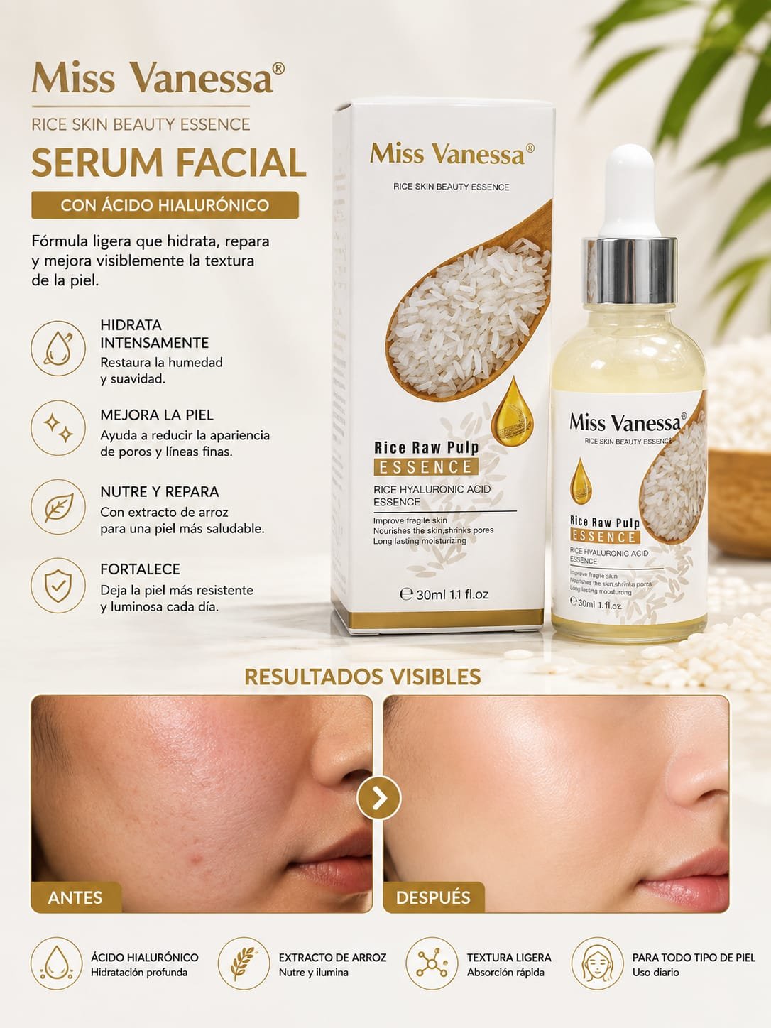 SERUM FACIAL HIDRATANTE DE ARROZ