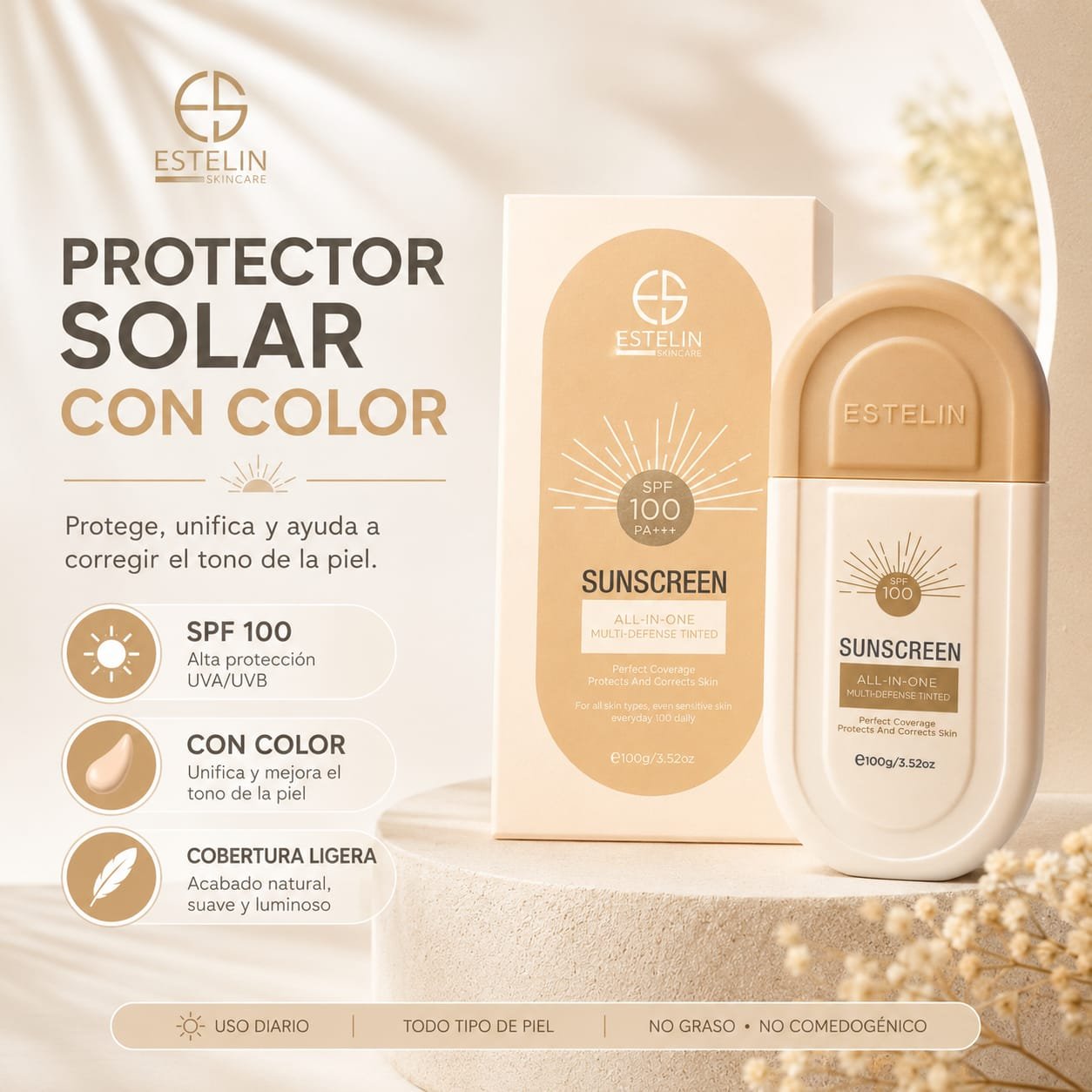 PROTECTOR SOLAR CON COLOR