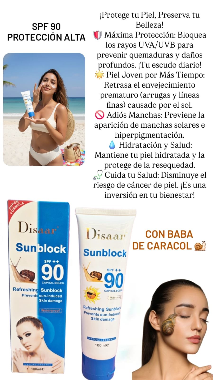 PROTECTOR SOLAR CON BABA DE CARACOL