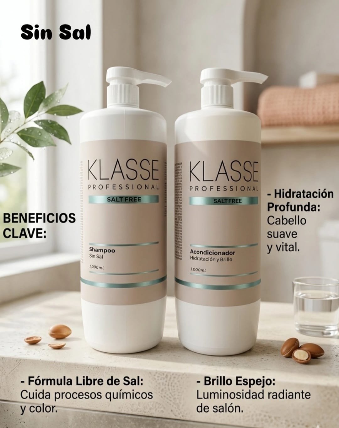 KLASSE PROFESIONAL COMBO SHAMPOO Y ACONDICIONADOR SIN SAL