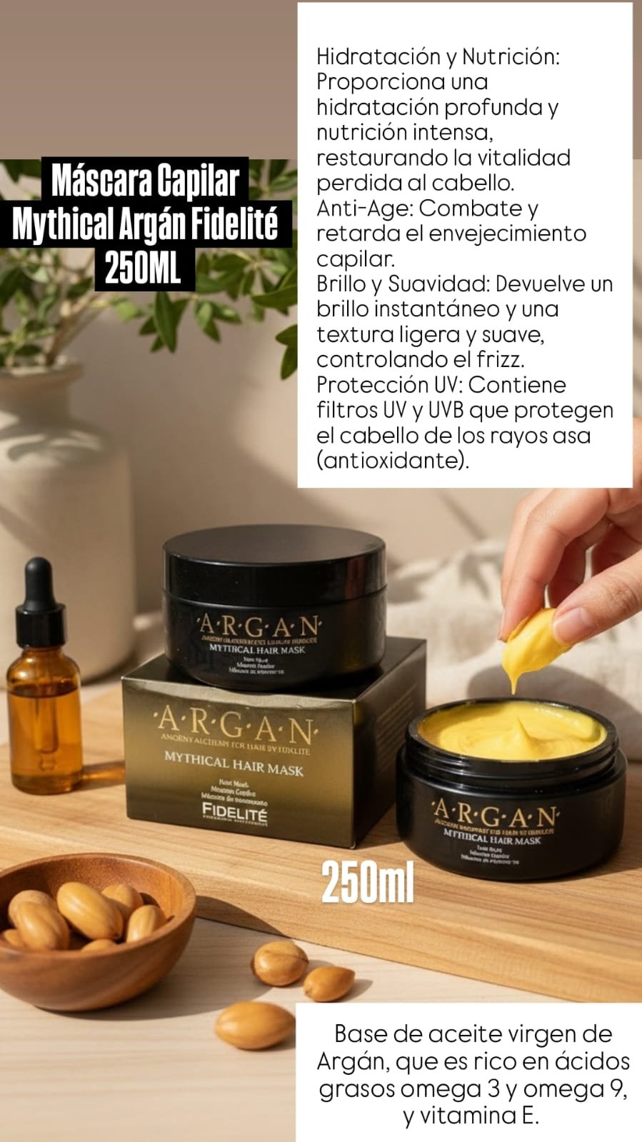 FIDELITE DE ARGAN CREMA CAPILAR POR 250 ML