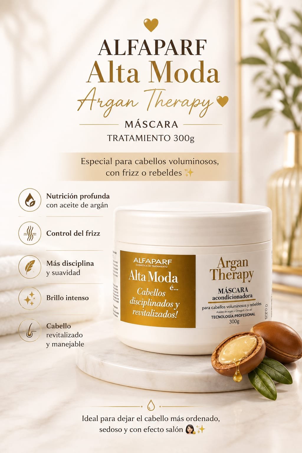 MASCARA ALFAPARF PARA CABELLOS CON FRIZZ O REBELDES POR 300G.