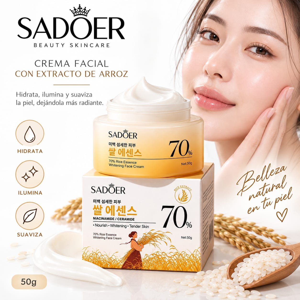 SADOER CREMA FACIAL CON EXTRACTO DE ARROZ