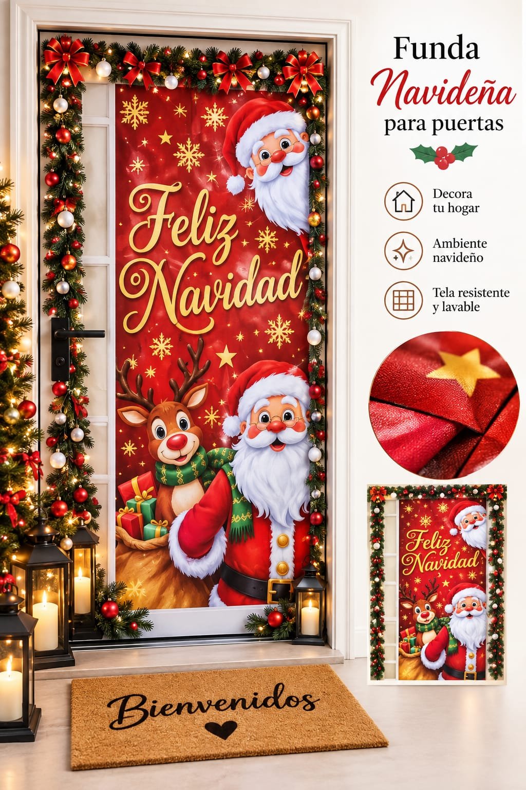 FUNDA P/PUERTA NAVIDEÑA