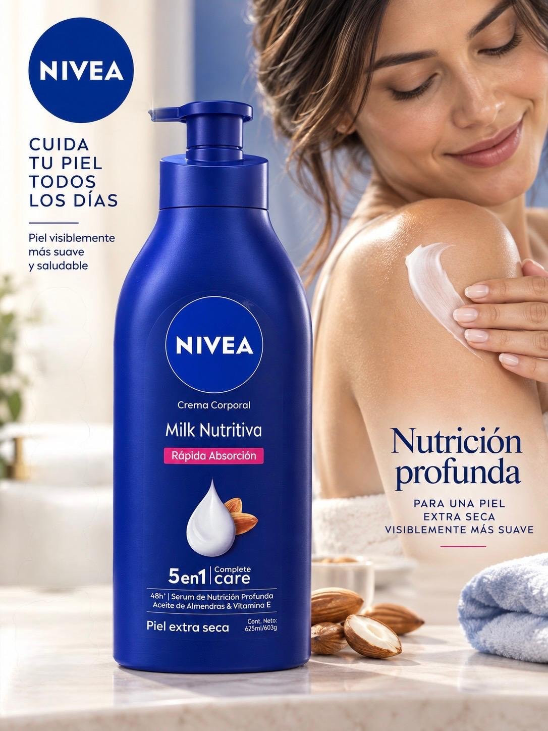 CREMA NIVEA CON PICO DOSIFICADOR POR 625ML.