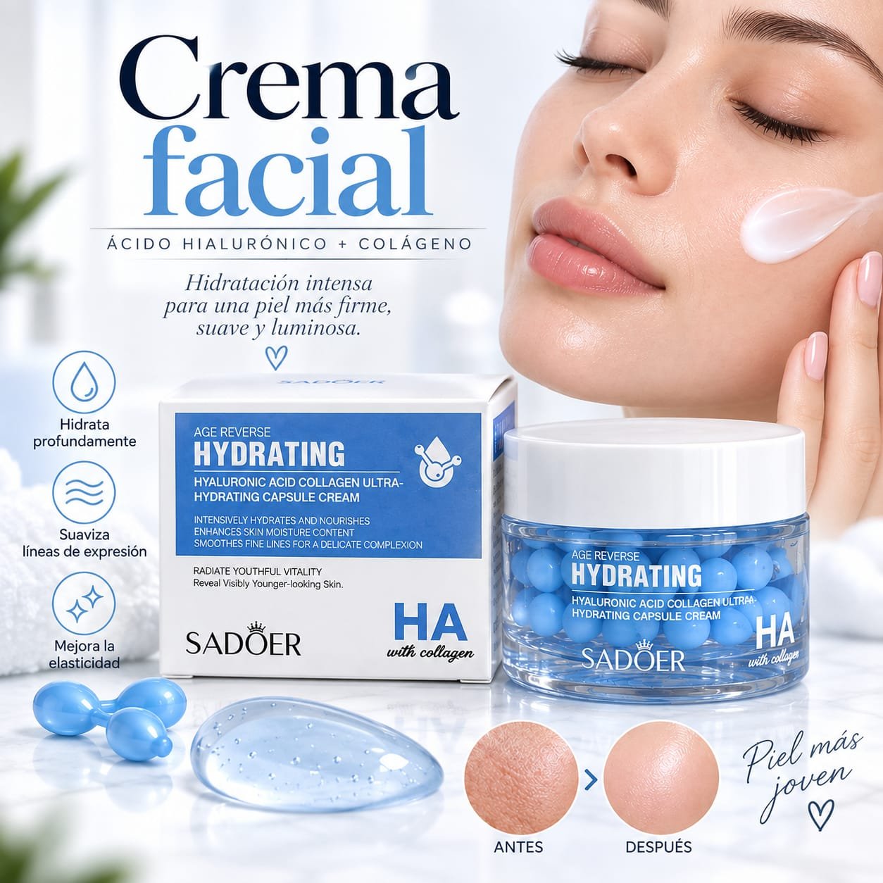 SADOER CREMA FACIAL CON ACIDO HIALURONICO Y COLAGENO