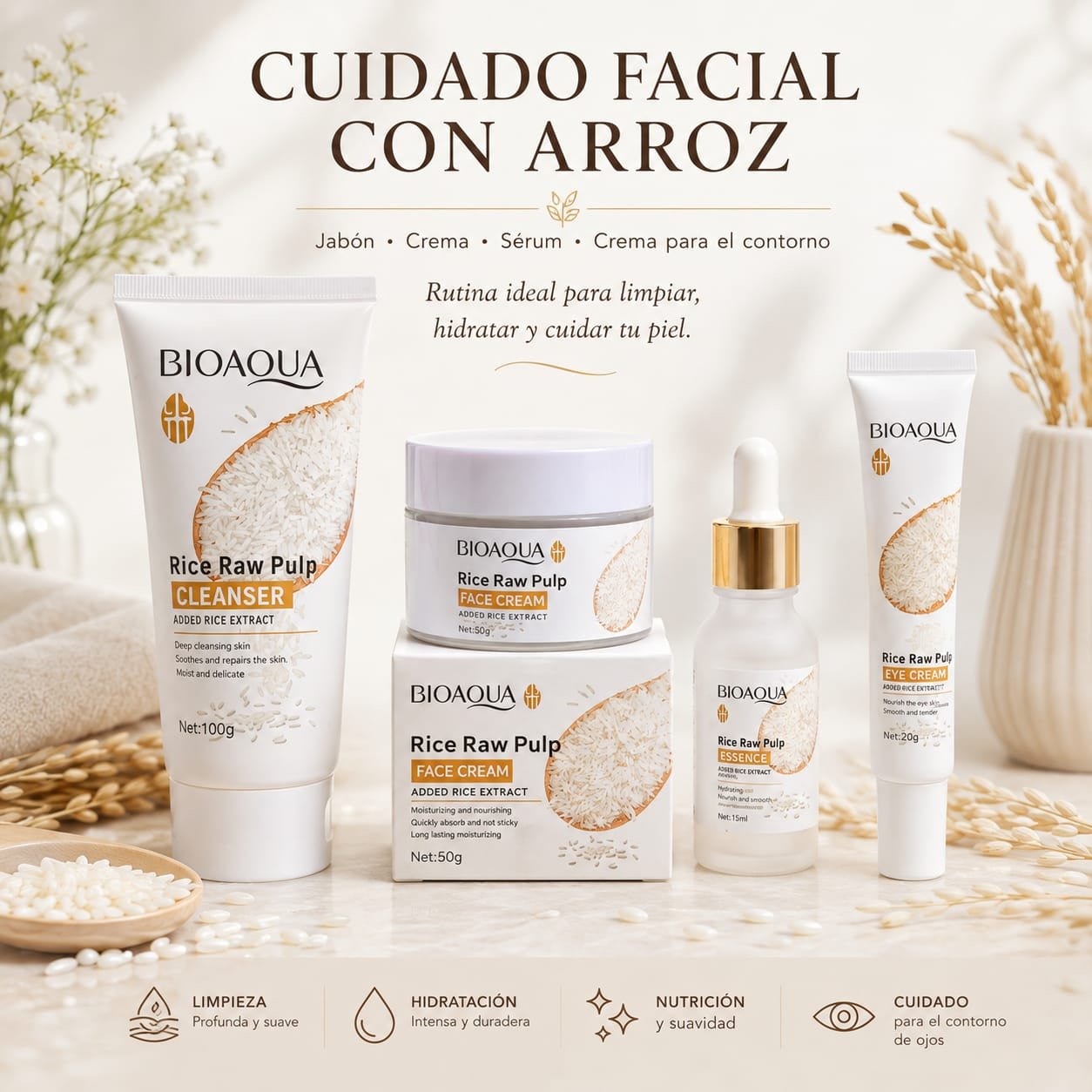 SET DE CUIDADO FACIAL CON ARROZ