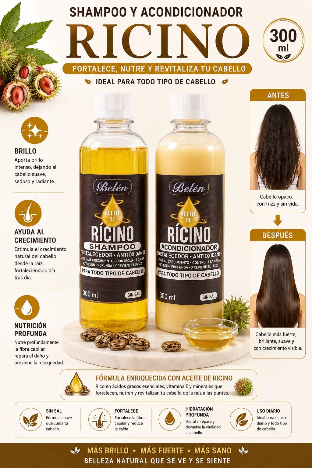 COMBO DE RICINO DE SHAMPOO Y ACONDICIONADOR X300ML