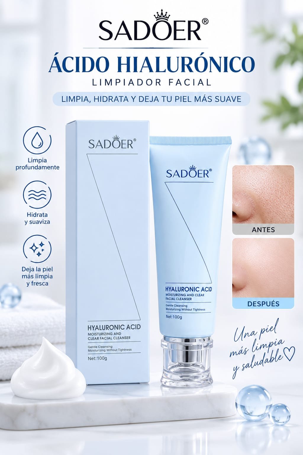 SADOER LIMPIADOR FACIAL CON ACIDO HIALURONICO