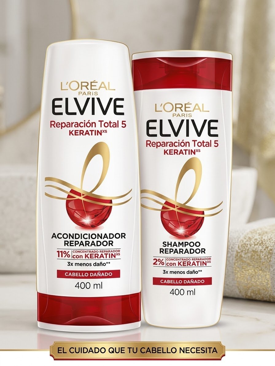 KIT SHAMPOO Y ACONDICIONADOR ELVIVE POR 400 ML.