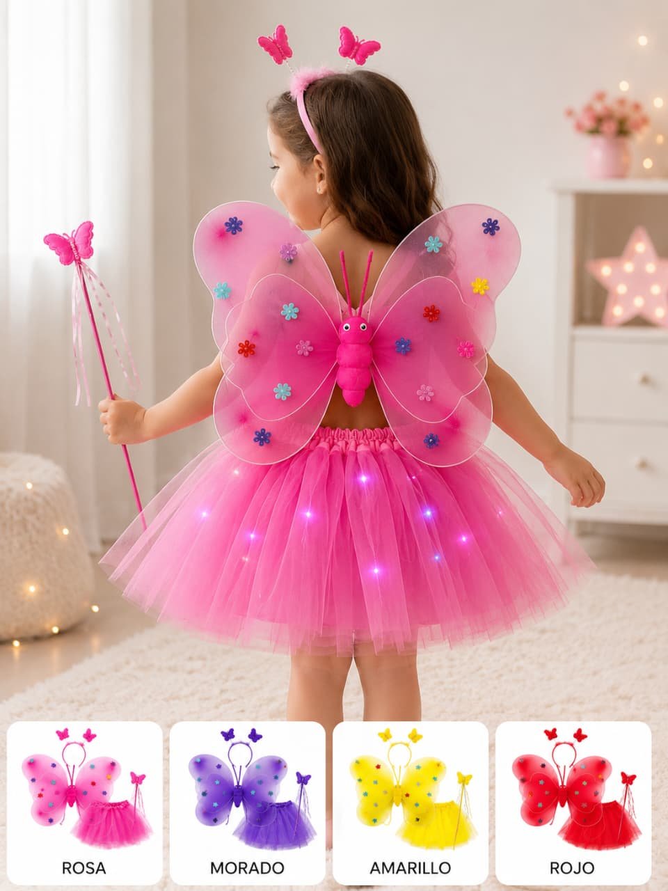 DISFRAZ DE MARIPOSITA CON LUCES