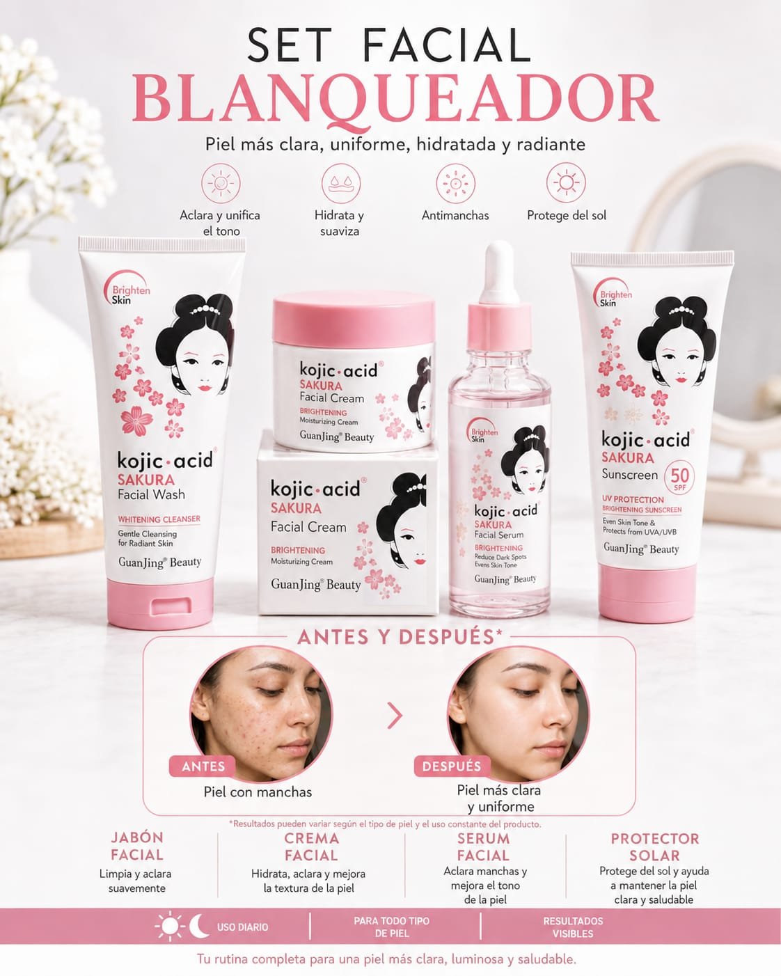 SET FACIAL BLANQUEADORA