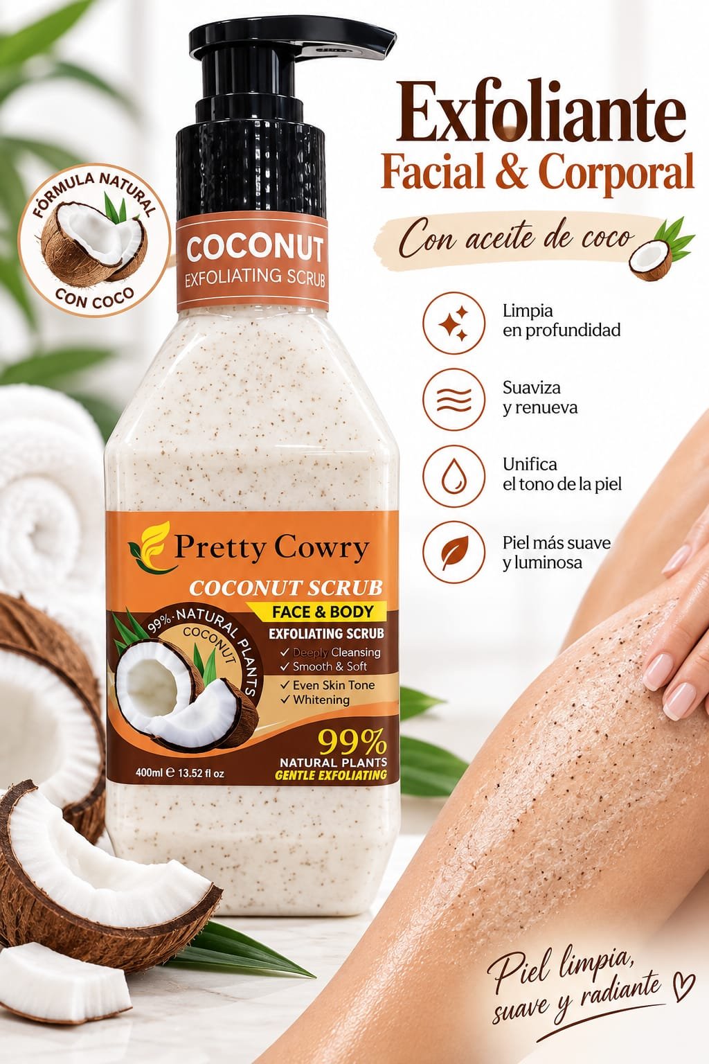 EXFOLIANTE FACIAL Y CORPORAL DE COCO