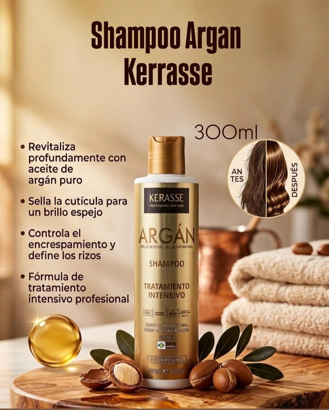KERASSE SHAMPOO DE ARGÁN