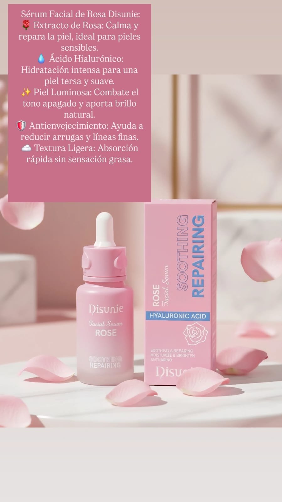SÉRUM FACIAL DE ROSAS C/ÁCIDO HIALURÓNICO