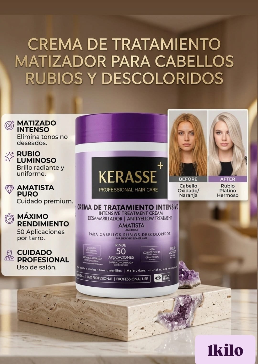 KERASSE TRATAMIENTO DESAMARILLADOR POR 1 KG.