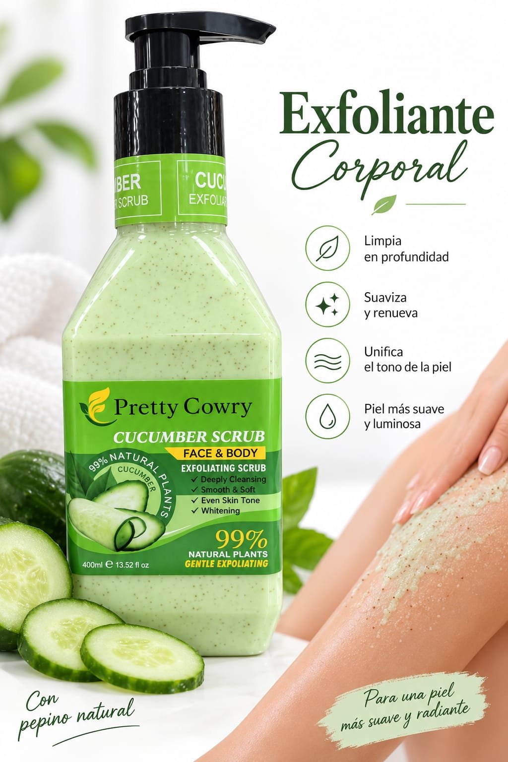 EXFOLIANTE FACIAL Y CORPORAL DE PEPINO