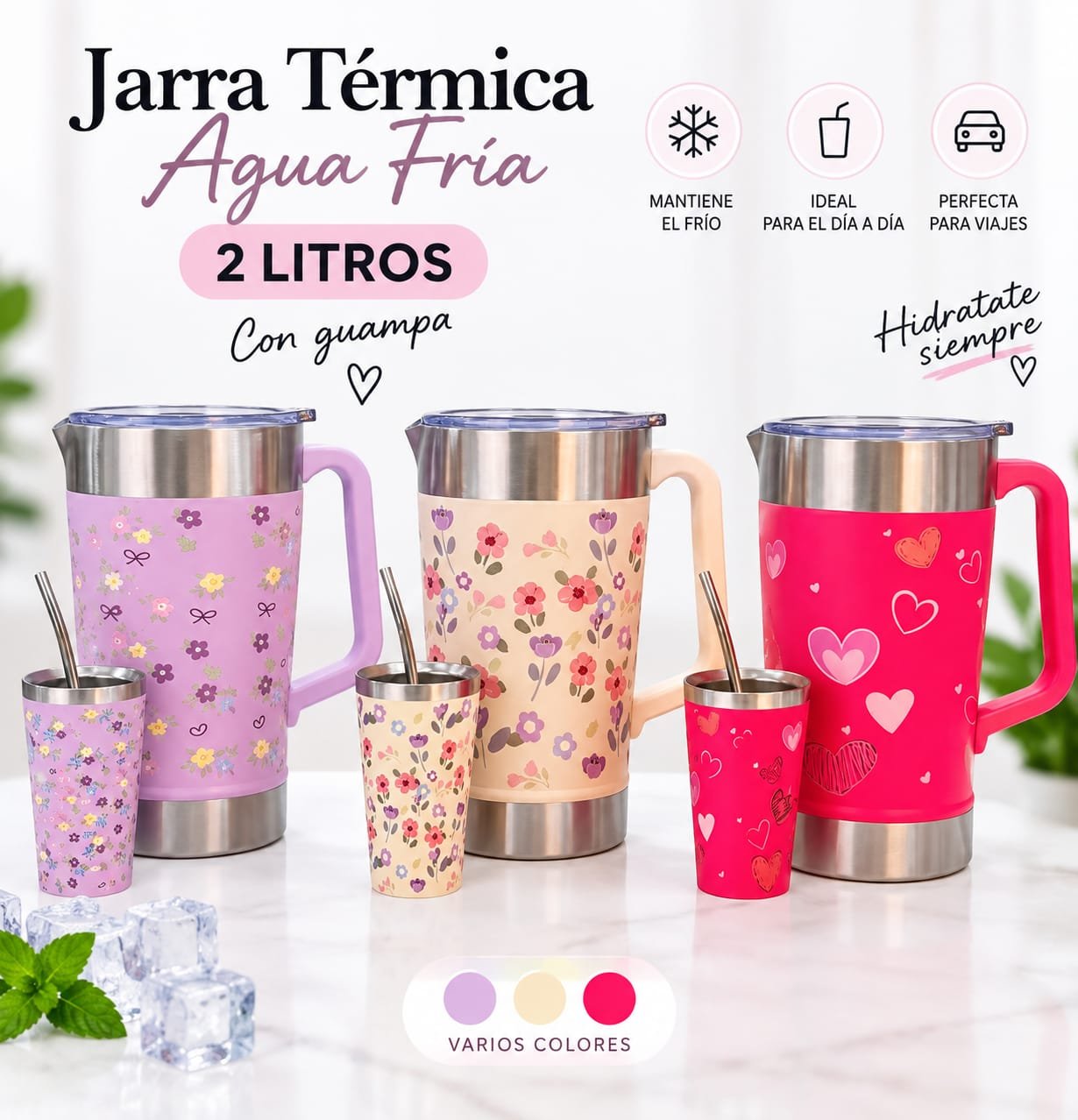 JARRA TERMICA DE AGUA FRIA POR 2LTS.