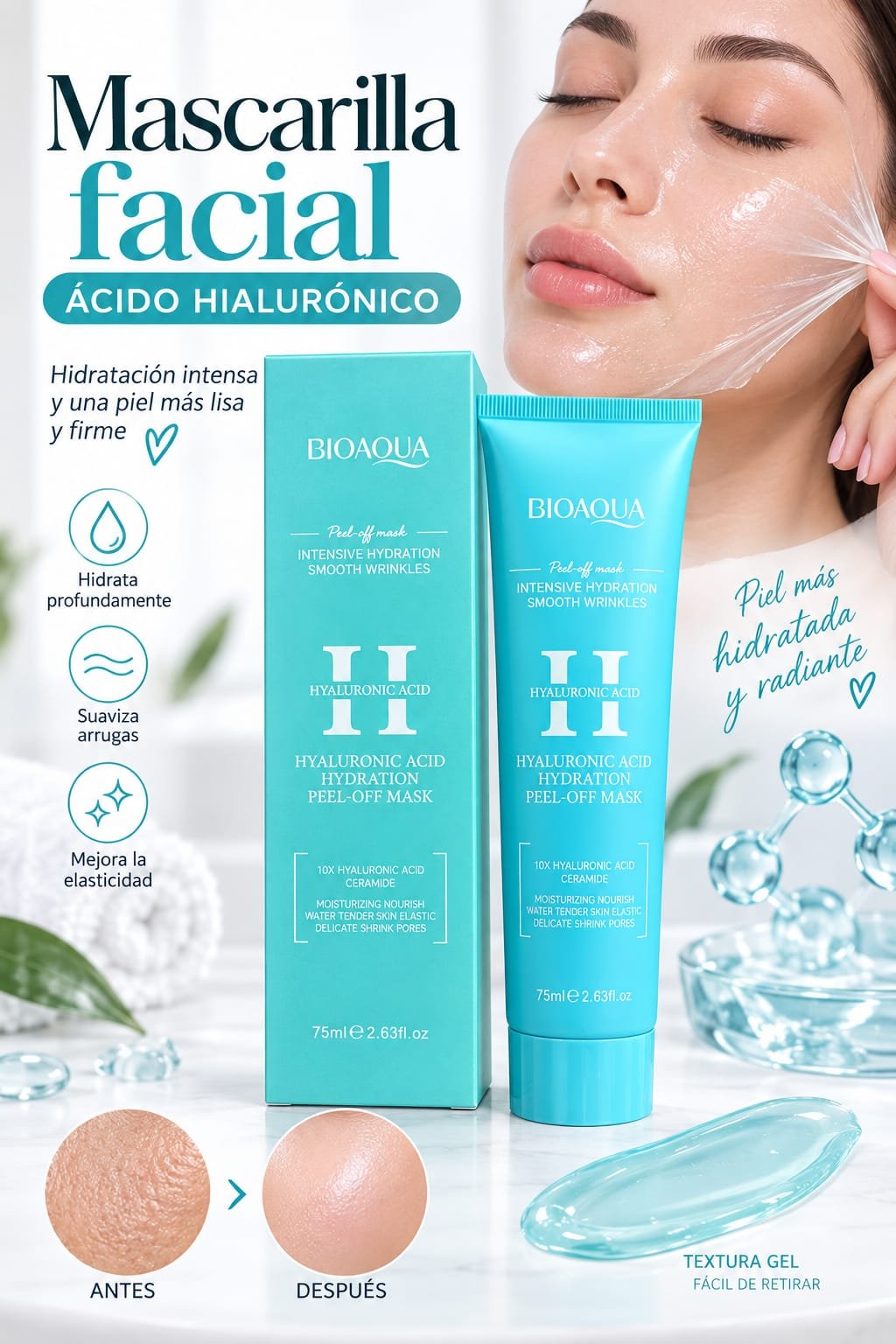 MASCARILLA FACIAL CON ACIDO HIALURONICO