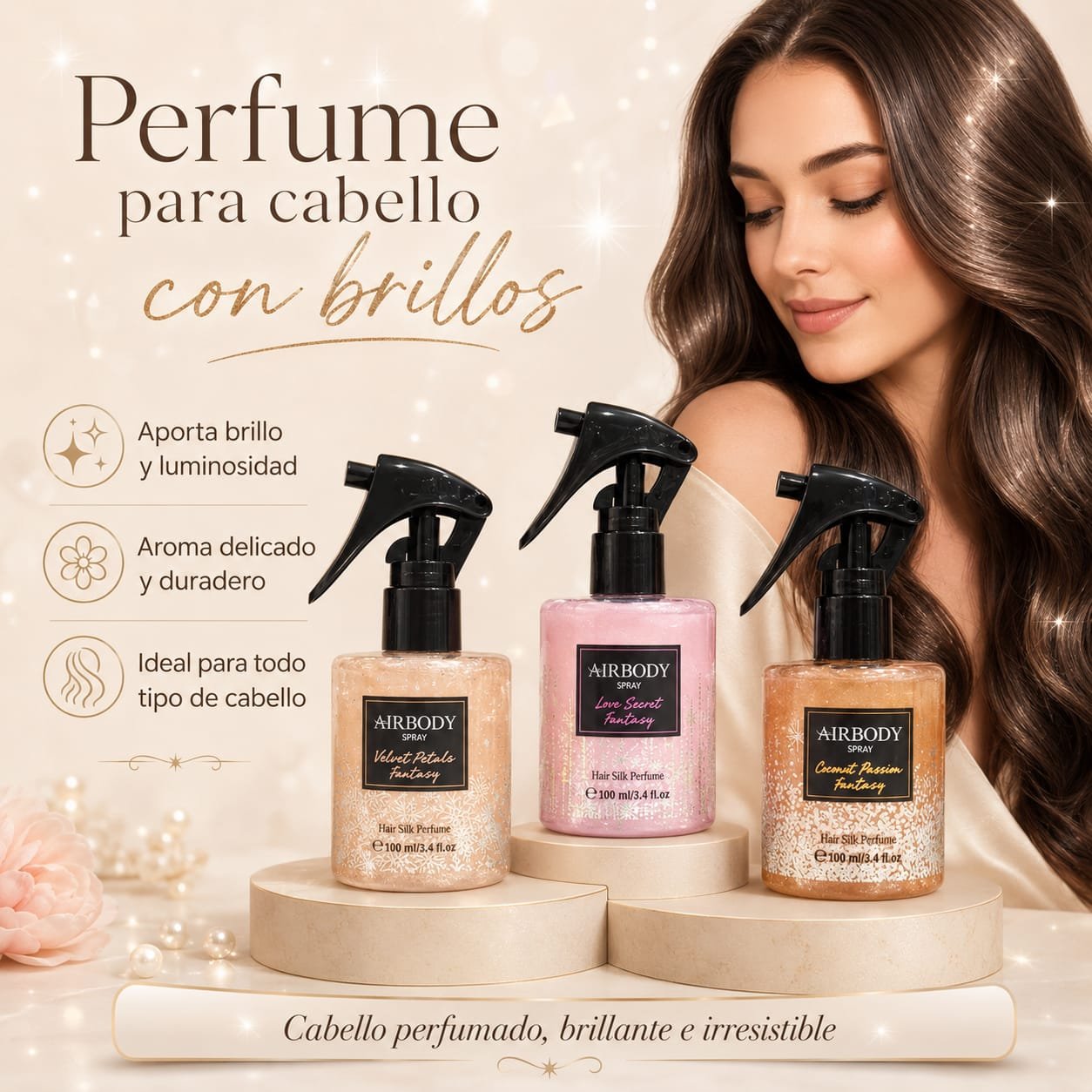 PERFUME PARA CABELLO CON BRILLOS