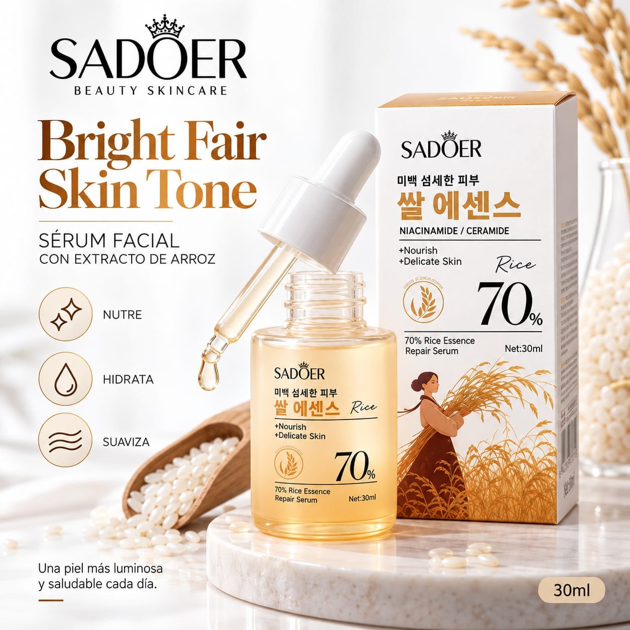 SERUM FACIAL CON EXTRACTO DE ARROZ