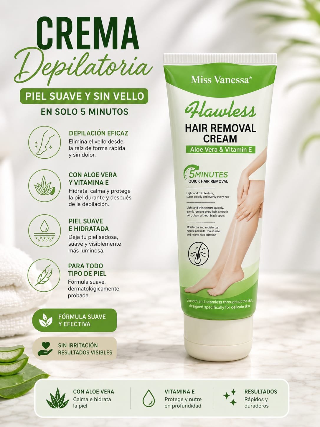 CREMA DEPILATORIA VEGETAL DE ALOE VERA