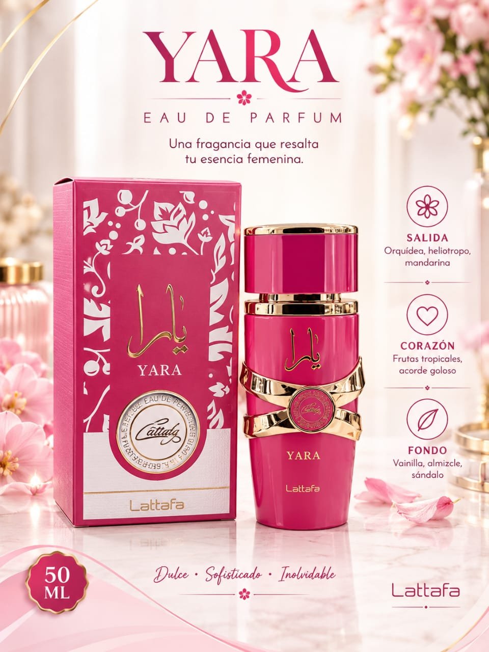 PERFUME YARA POR 50 ML.