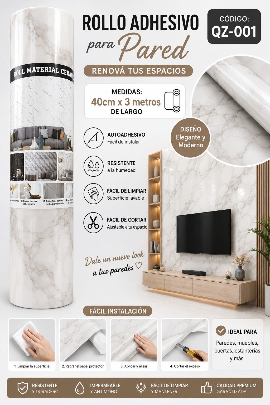 ROLLO ADHESIVO P/PARED