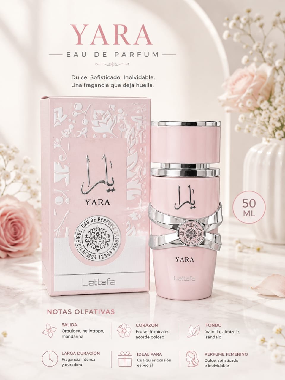 PERFUME YARA POR 50 ML.