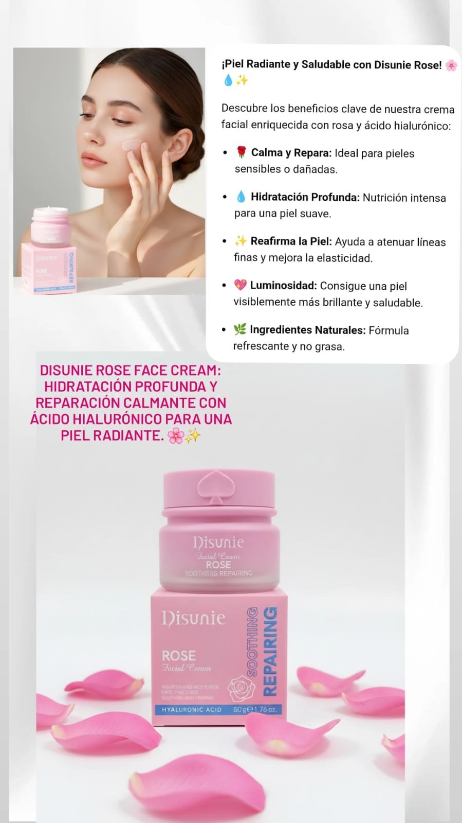 CREMA FACIAL DE ROSAS C/ÁCIDO HIALURÓNICO