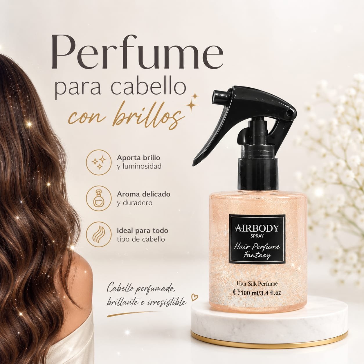PERFUME PARA CABELLO CON BRILLOS