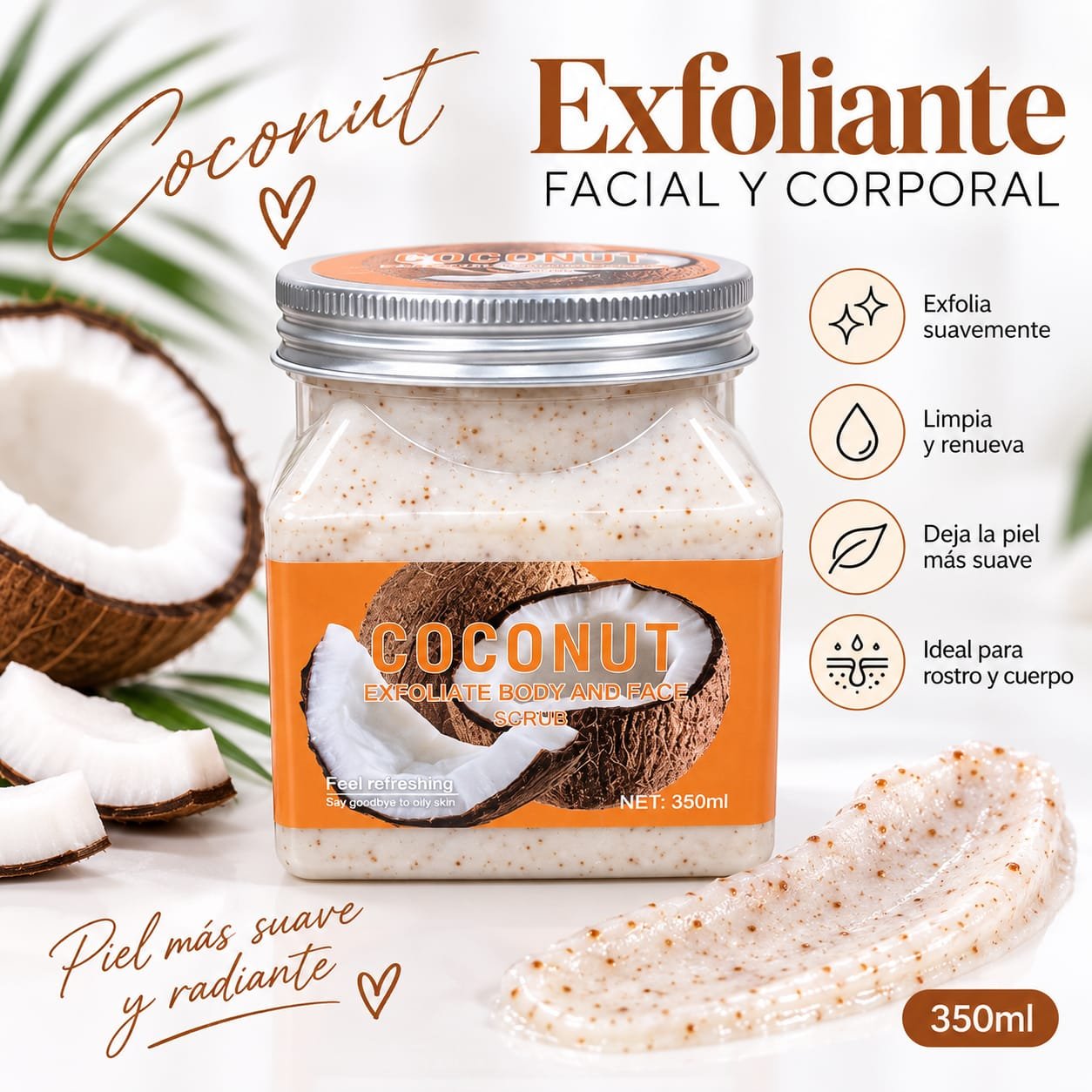 EXFOLIANTE CORPORAL Y FACIAL DE COCO