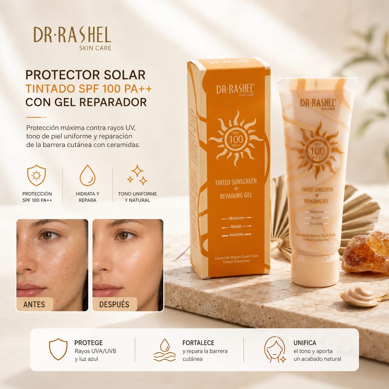 PROTECTOR SOLAR CON GEL REPARADOR