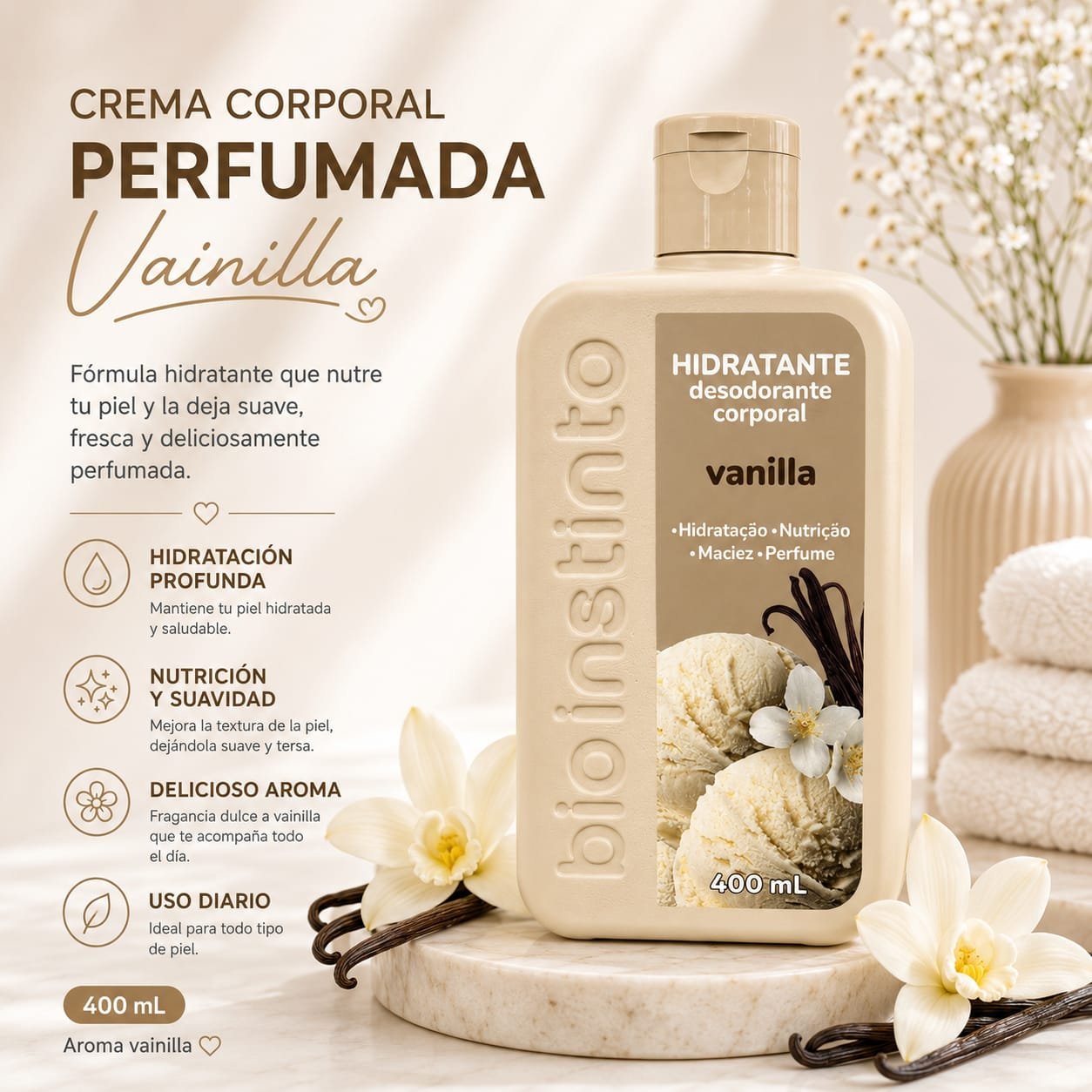 CREMA CORPORAL HIDRATANTE PERFUMADA POR 400ML