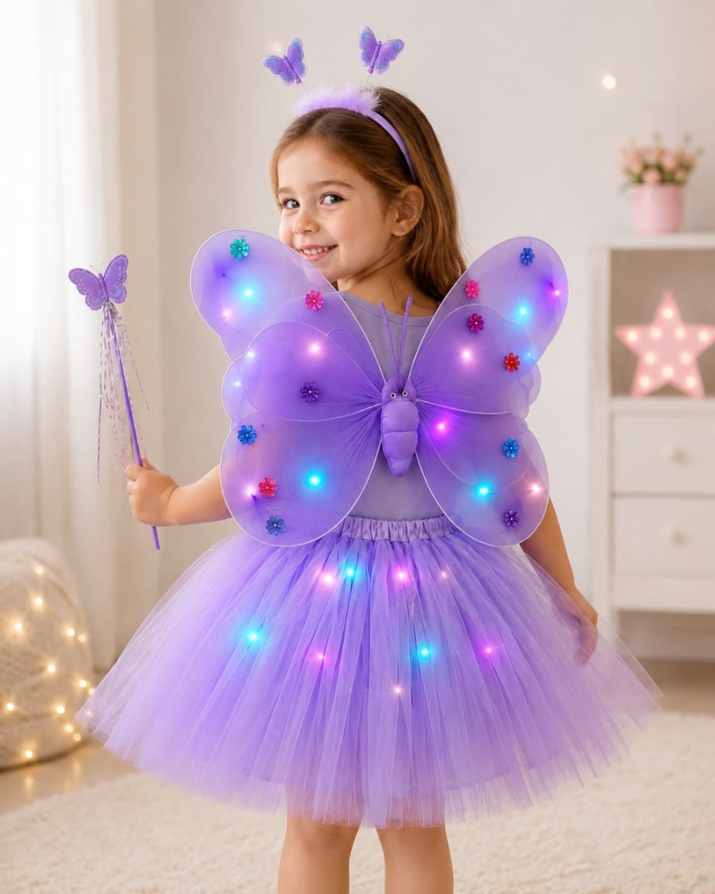 DISFRAZ DE MARIPOSITA CON LUCES