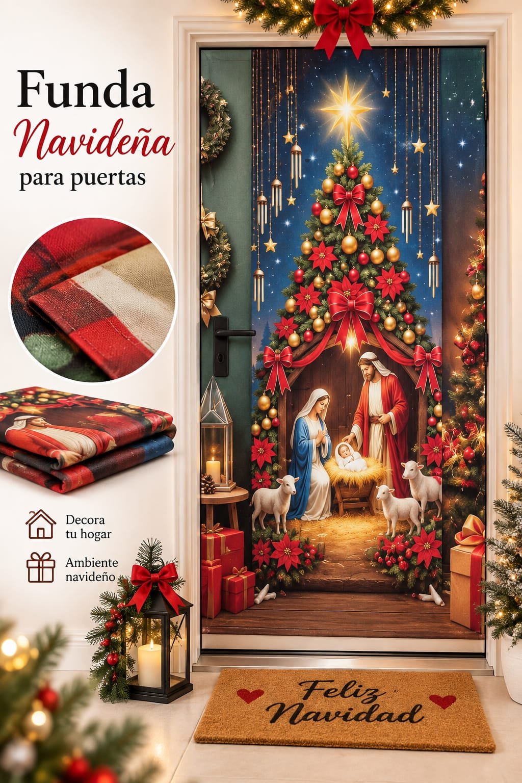 FUNDA P/PUERTA NAVIDEÑA