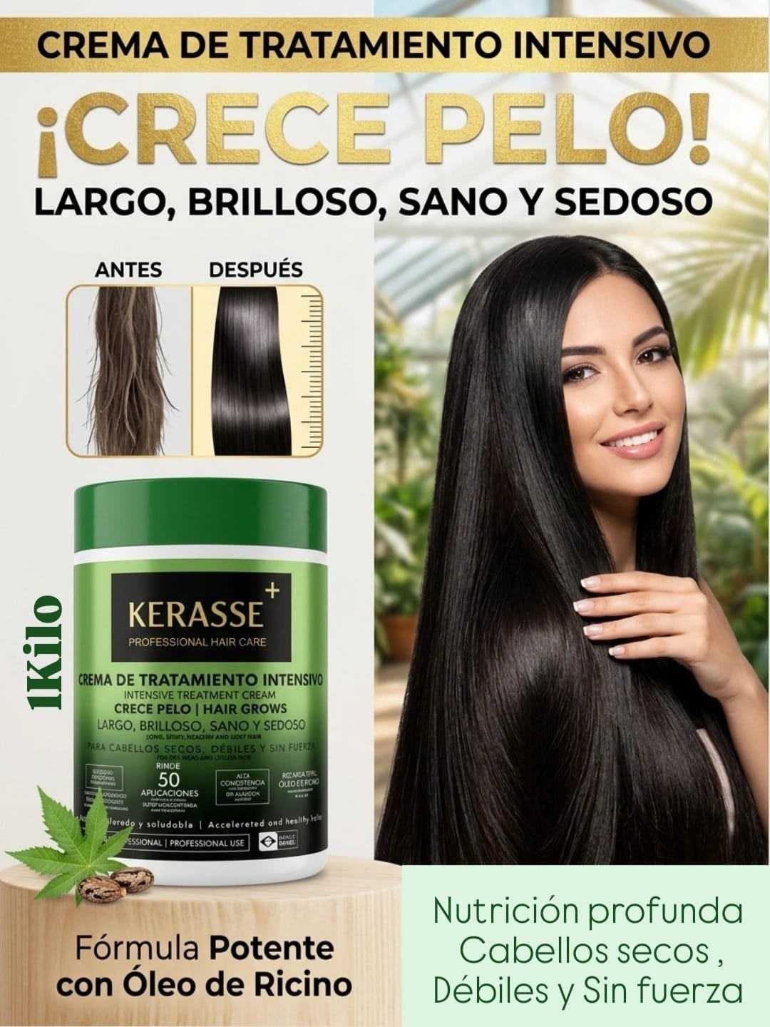 KERASSE TRATAMIENTO CRECE PELO POR 1KG.