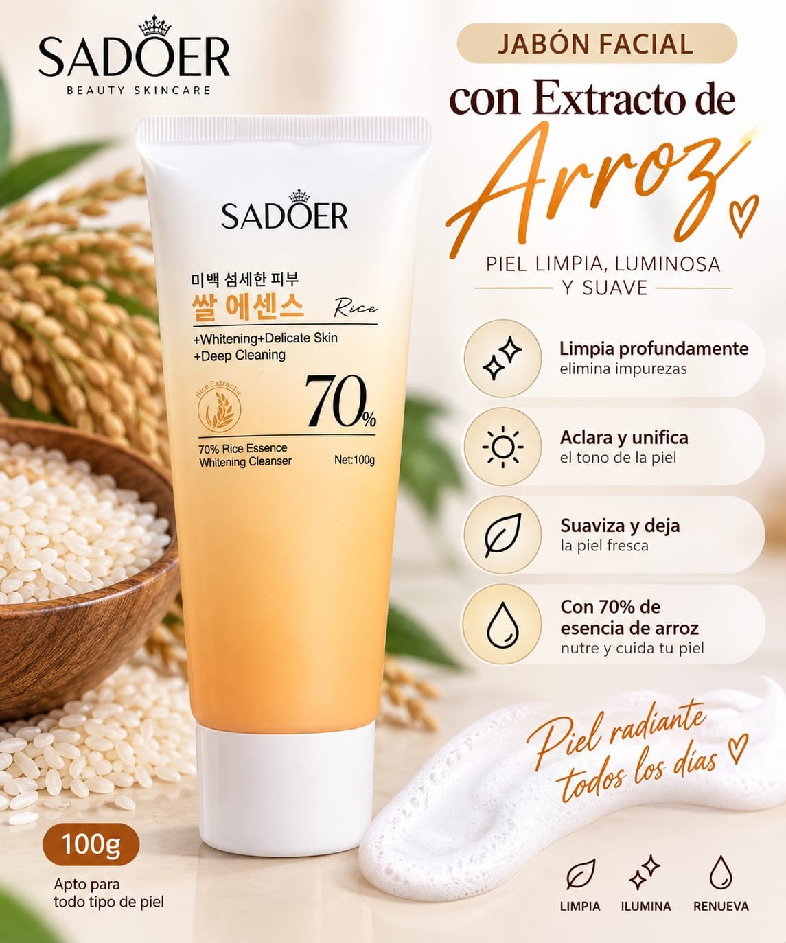 SADOER LIMPIADOR FACIAL CON EXTRACTO DE ARROZ