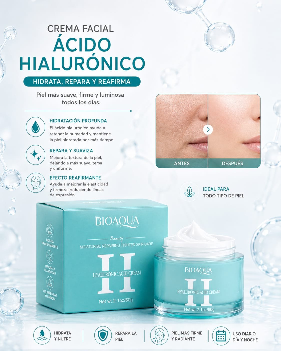 CREMA FACIAL CON ÁCIDO HIALURÓNICO
